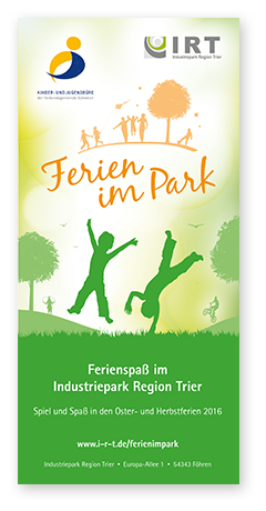 Vorschau: Flyer Ferien im Park - Ferienspaß im Industriepark Region Trier 2016